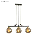 GobekUsa Contemporary 3-Bulb Sphere Pendant Light Fixture for Dining Hall Island - Clear/Smoke Gray Glass Design