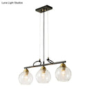 GobekUsa Contemporary 3-Bulb Sphere Pendant Light Fixture for Dining Hall Island - Clear/Smoke Gray Glass Design