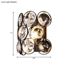 GobekUsa Modern Circles Wall Mount Light with Clear Crystal and Metal Detailing - Black Finish, 2-Bulb Bedroom Wall Sconce