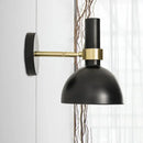 GobekUsa Modern Domed Wall Lamp - Rotatable White/Black Finish with 1 Light for Bedside