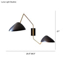GobekUsa Swing Arm Black Wall Sconce: Metal Duckbill Reading Wall Light with 2-Bulb Design