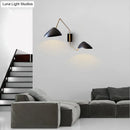 GobekUsa Swing Arm Black Wall Sconce: Metal Duckbill Reading Wall Light with 2-Bulb Design