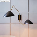 GobekUsa Swing Arm Black Wall Sconce: Metal Duckbill Reading Wall Light with 2-Bulb Design