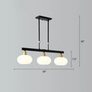GobekUsa Minimalist Black Linear Hanging Lamp with Oval Opal Glass Shade - Perfect for Dining Room Island Lighting