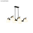 GobekUsa Minimalist Black Linear Hanging Lamp with Oval Opal Glass Shade - Perfect for Dining Room Island Lighting