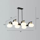 GobekUsa Minimalist Black Linear Hanging Lamp with Oval Opal Glass Shade - Perfect for Dining Room Island Lighting