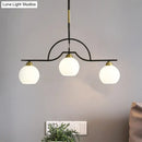 GobekUsa Modern Island Light Fixture - Black Finish Pendant Lamp with Cream/Clear Glass Shades