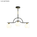GobekUsa Modern Island Light Fixture - Black Finish Pendant Lamp with Cream/Clear Glass Shades