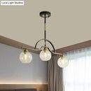 GobekUsa Modern Island Light Fixture - Black Finish Pendant Lamp with Cream/Clear Glass Shades