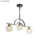 GobekUsa Modern Island Light Fixture - Black Finish Pendant Lamp with Cream/Clear Glass Shades