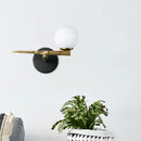 GobekUsa Modern Metal Swallows Wall Sconce with White Glass Ball Shade - Indoor Black Finish Lighting