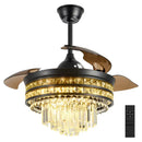 GobekUsa Crystal Fandelier Ceiling Fan with Retractable Chandelier & Invisible Blades