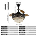 GobekUsa Crystal Fandelier Ceiling Fan with Retractable Chandelier & Invisible Blades