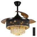GobekUsa Crystal Fandelier Ceiling Fan with Retractable Chandelier & Invisible Blades