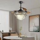 GobekUsa Crystal Fandelier Ceiling Fan with Retractable Chandelier & Invisible Blades