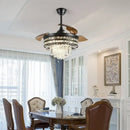 GobekUsa Crystal Fandelier Ceiling Fan with Retractable Chandelier & Invisible Blades