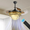 GobekUsa Crystal Fandelier Ceiling Fan with Retractable Chandelier & Invisible Blades