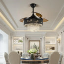 GobekUsa Crystal Fandelier Ceiling Fan with Retractable Chandelier & Invisible Blades