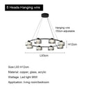 GobekUsa Glass LED Chandelier: Modern Minimalist Copper Pendant Light for Living Room & Bedroom