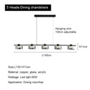 GobekUsa Glass LED Chandelier: Modern Minimalist Copper Pendant Light for Living Room & Bedroom