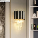 GobekUsa Modern Clear Crystal Wall Sconce Light - Black, Tiered Design with 2 Lights