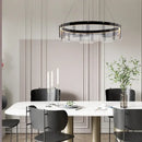 GobekUsa Glass Circle LED Pendant Light: Stratos Luxury Chandelier for Kitchen Island
