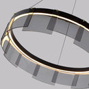 GobekUsa Glass Circle LED Pendant Light: Stratos Luxury Chandelier for Kitchen Island
