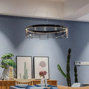 GobekUsa Glass Circle LED Pendant Light: Stratos Luxury Chandelier for Kitchen Island