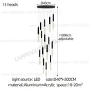 GobekUsa Cylindrical Chandelier: Modern Nordic Indoor Lighting for Living Room, Staircase & Ceiling