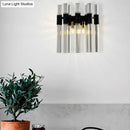 GobekUsa Modern Black Crystal Tube Sconce: 2-Light Wall Mounted Lamp for Living Room