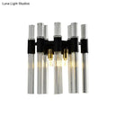 GobekUsa Modern Black Crystal Tube Sconce: 2-Light Wall Mounted Lamp for Living Room
