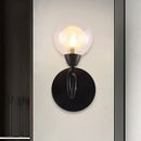 GobekUsa Contemporary LED Wall Sconce Light Fixture - White Glass Round Design (Black Mount)