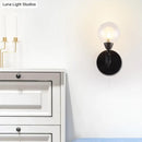 GobekUsa Contemporary LED Wall Sconce Light Fixture - White Glass Round Design (Black Mount)