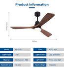 GobekUsa 42/52" DC Ceiling Fan with 3 ABS Blades, 35W Motor, 18W LED Light, Remote Control