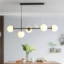 GobekUsa Brass Sphere Ceiling Light with Adjustable Cord - Industrial 5-Light Island Pendant, Amber/Milky White/Smoke Grey Glass Shades