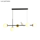 GobekUsa Brass Sphere Ceiling Light with Adjustable Cord - Industrial 5-Light Island Pendant, Amber/Milky White/Smoke Grey Glass Shades