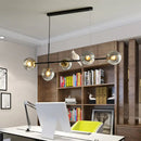 GobekUsa Brass Sphere Ceiling Light with Adjustable Cord - Industrial 5-Light Island Pendant, Amber/Milky White/Smoke Grey Glass Shades