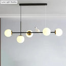 GobekUsa Brass Sphere Ceiling Light with Adjustable Cord - Industrial 5-Light Island Pendant, Amber/Milky White/Smoke Grey Glass Shades
