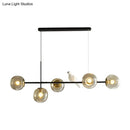 GobekUsa Brass Sphere Ceiling Light with Adjustable Cord - Industrial 5-Light Island Pendant, Amber/Milky White/Smoke Grey Glass Shades