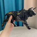 GobekUsa Bull Statue Feng Shui Luxury Resin Sculpture Home Decor Miniature Art Objects
