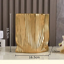 GobekUsa Ceramic Bag Vase with Artificial Flowers for Modern Home Decor