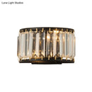 GobekUsa Modern Black Crystal Wall Sconce with 2 Bulbs - Surface Mounted Light Fixture