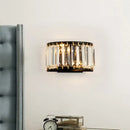 GobekUsa Modern Black Crystal Wall Sconce with 2 Bulbs - Surface Mounted Light Fixture