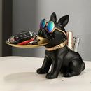 GobekUsa Bulldog Statue Desktop Storage Office Home Decor Tray Sculpture