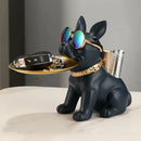 GobekUsa Bulldog Statue Desktop Storage Office Home Decor Tray Sculpture