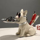 GobekUsa Bulldog Statue Desktop Storage Office Home Decor Tray Sculpture