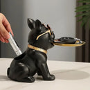 GobekUsa Bulldog Statue Desktop Storage Office Home Decor Tray Sculpture