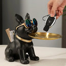GobekUsa Bulldog Statue Desktop Storage Office Home Decor Tray Sculpture