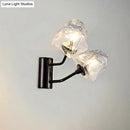 GobekUsa Contemporary Clear Glass Faceted Wall Sconce - 1/2-Light W/Bk/Gd Finish - Ideal for Stairway