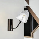 GobekUsa Contemporary Clear Glass Faceted Wall Sconce - 1/2-Light W/Bk/Gd Finish - Ideal for Stairway